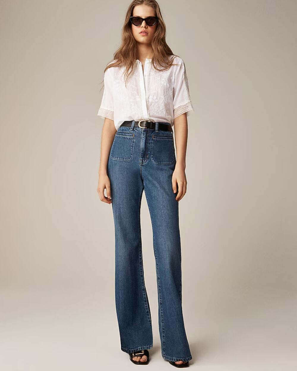 J. Crew '96 Vintage Flare Jeans CF217 size 28 patch pockets high rise